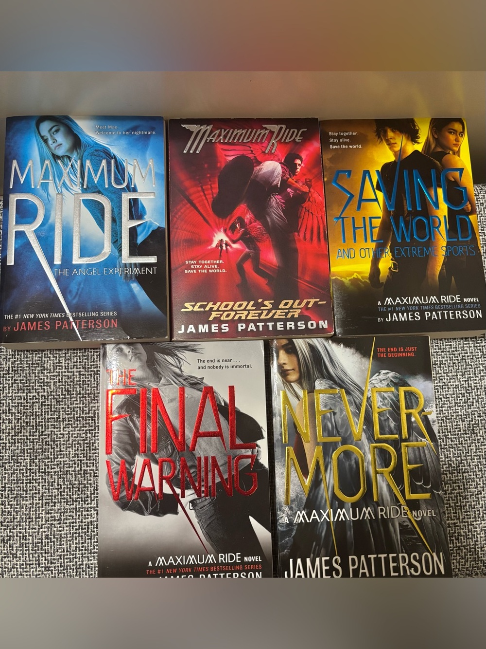 Maximum Ride Book Bundle by James Patterson - Blue, Red, Yellow, Black Covers